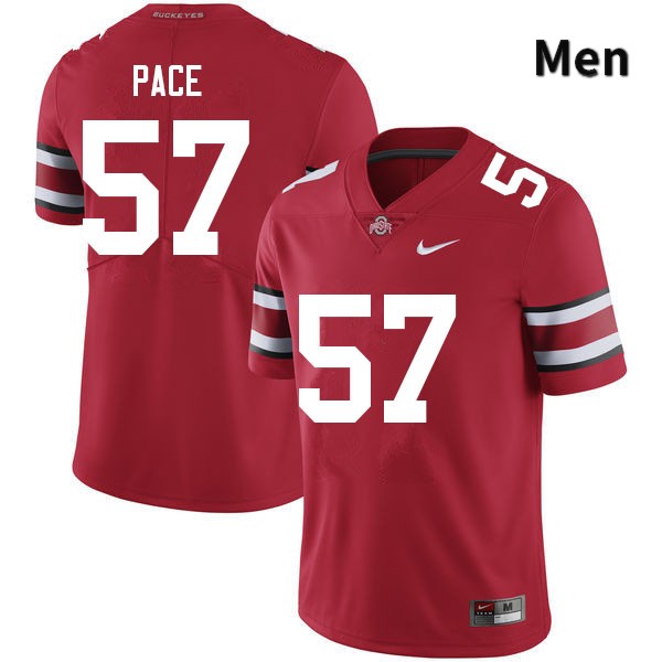 Ohio State Buckeyes Jalen Pace Men's #57 Red Authentic Stitched College Football Jersey